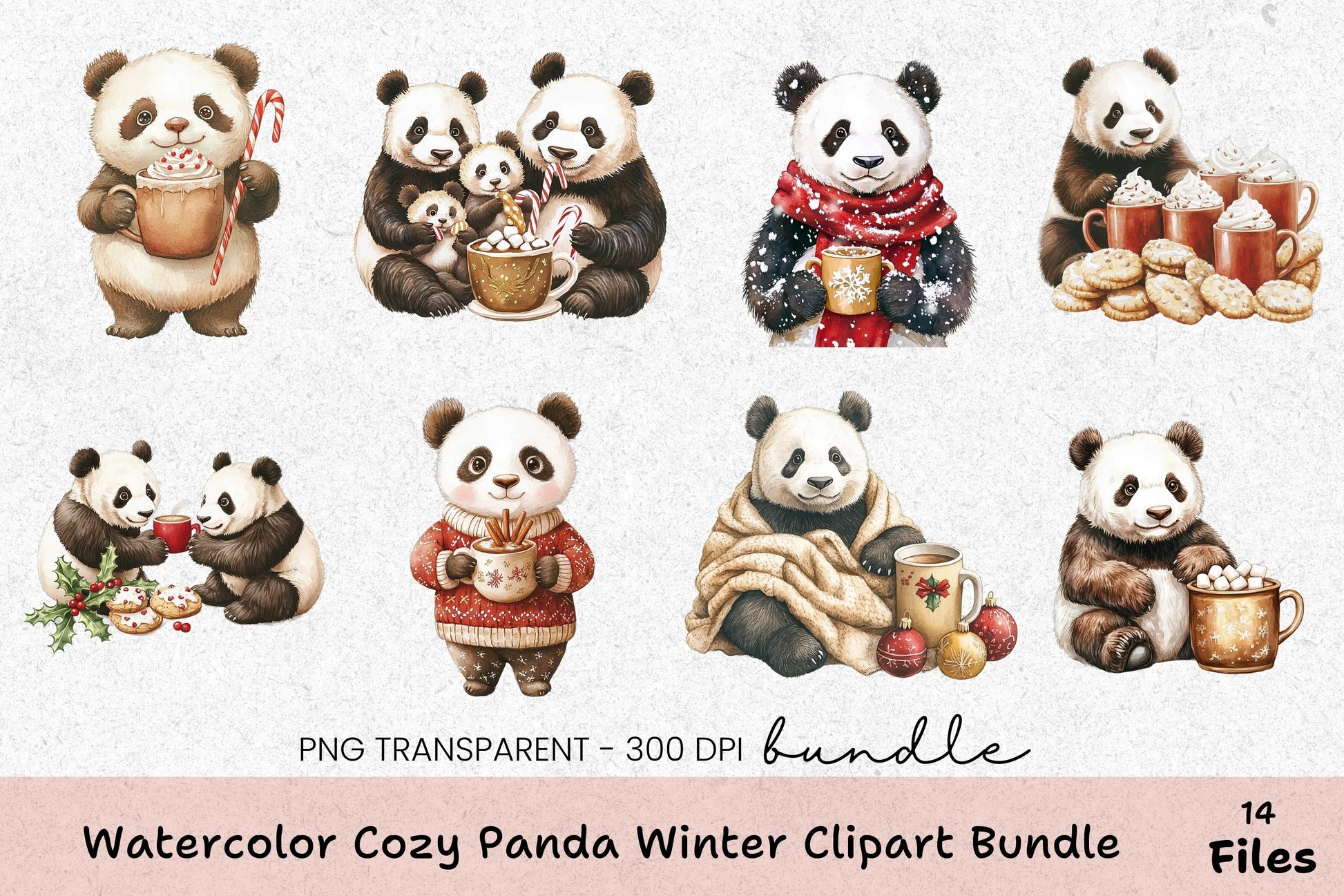 Cozy Panda Winter Clipart Bundle - CraftNest - Digital Crafting and Art