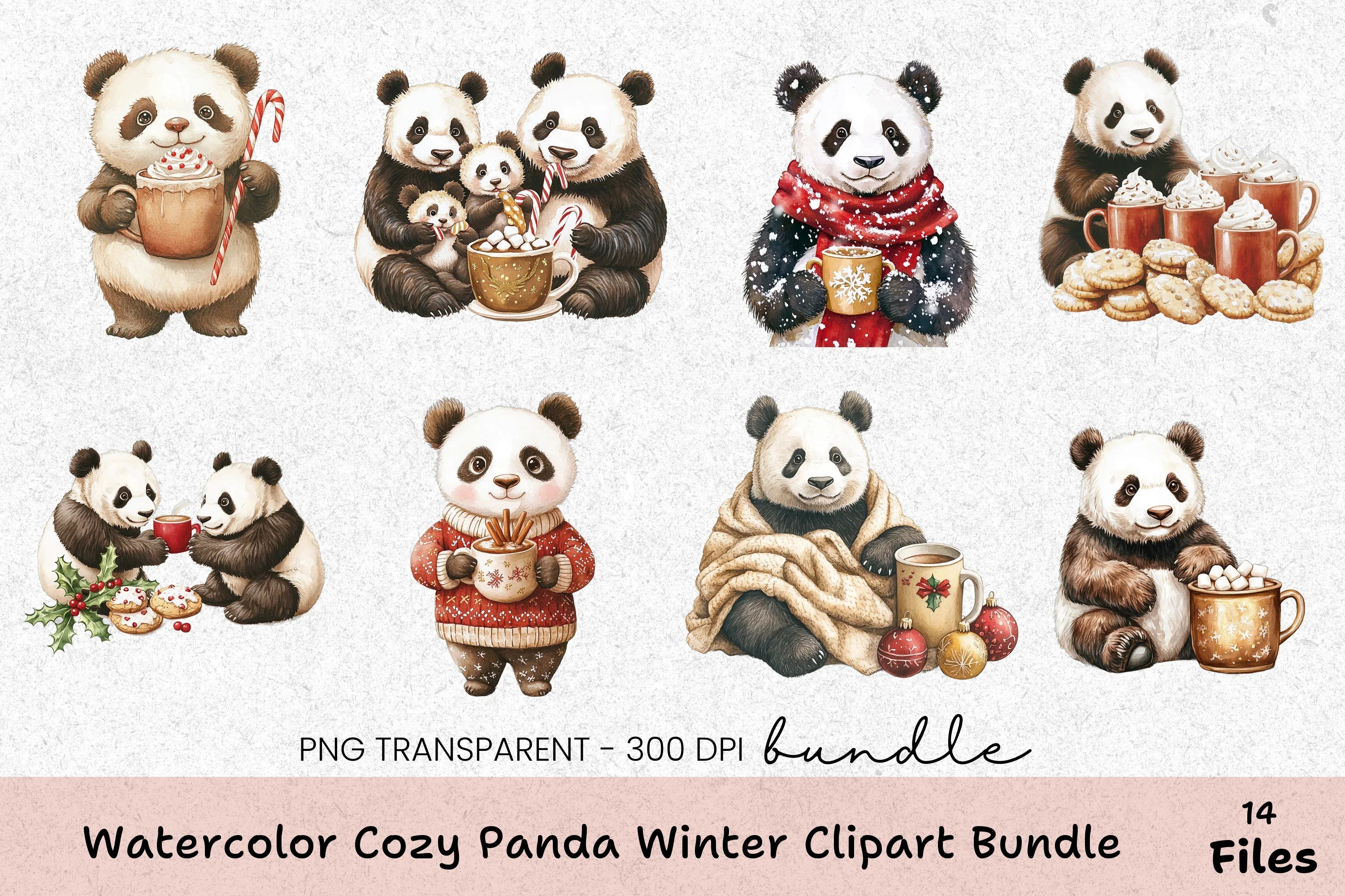 Cozy Panda Winter Clipart Bundle - CraftNest - Digital Crafting and Art