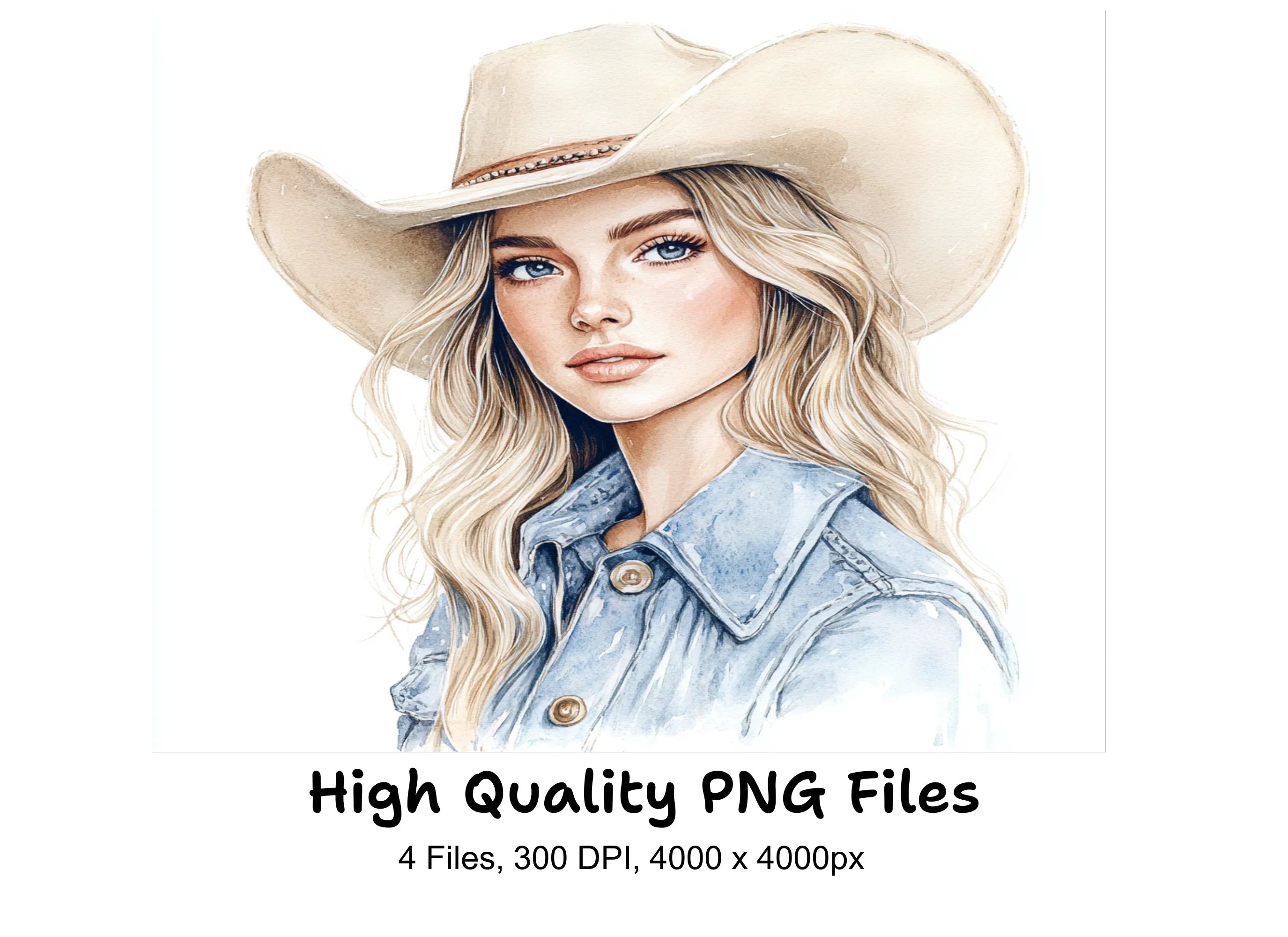 Diverse Cowgirl Portraits Clipart Bundle