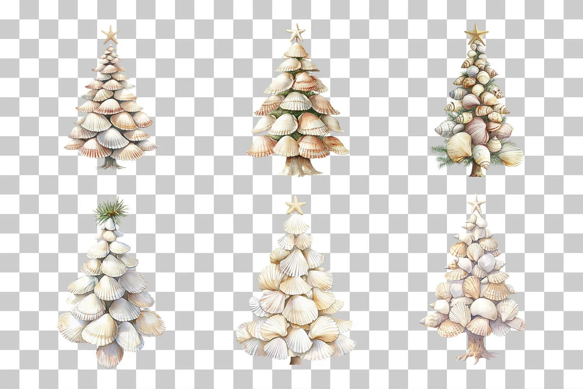 Seashell Christmas Tree Clipart Bundle - CraftNest - Digital Crafting and Art