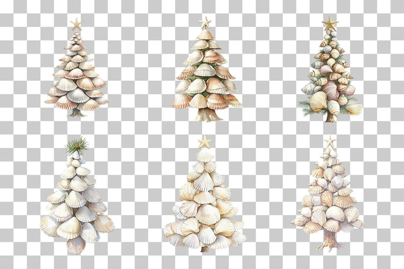 Seashell Christmas Tree Clipart Bundle - CraftNest - Digital Crafting and Art