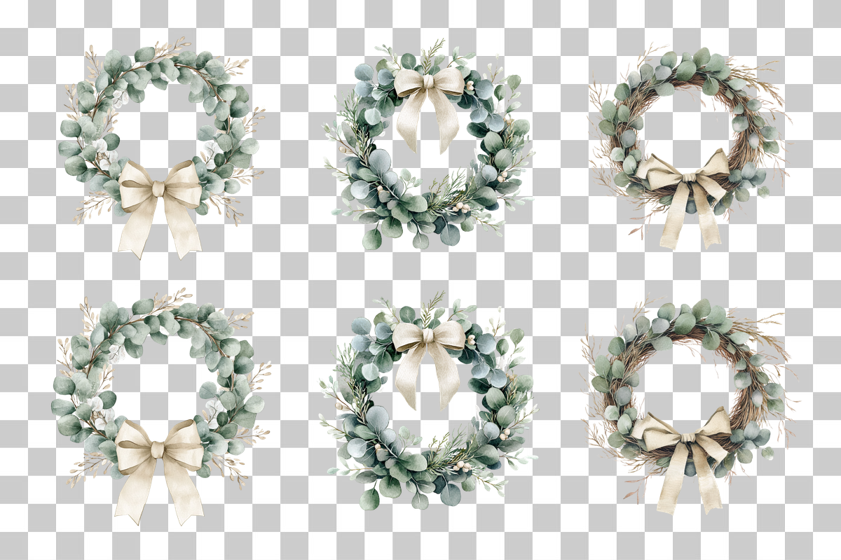 Wreath Holiday Clipart Bundle