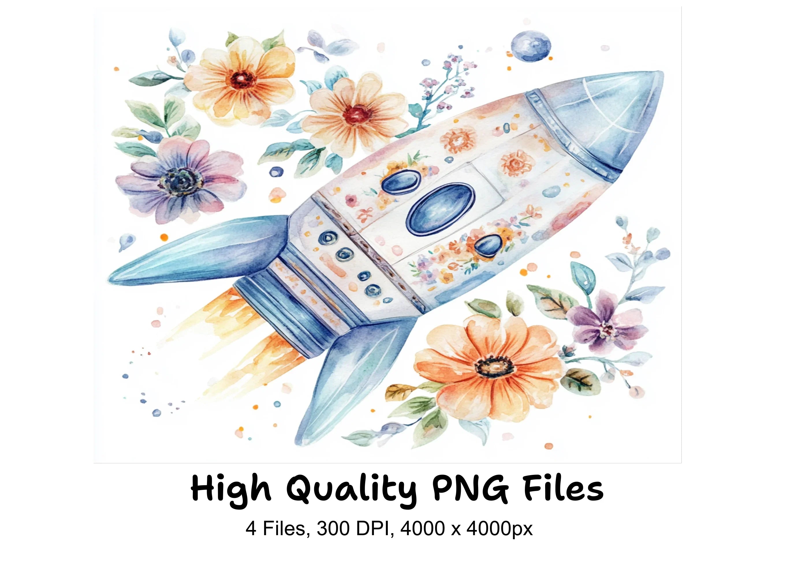 Floral Spacecraft Clipart Bundle