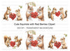 Adorable Squirrels with Berries Clipart Bundle