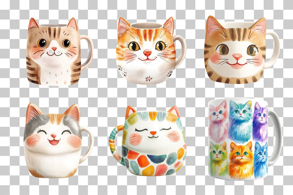 Colorful Cat Design Mug Wrap Bundle - CraftNest - Digital Crafting and Art