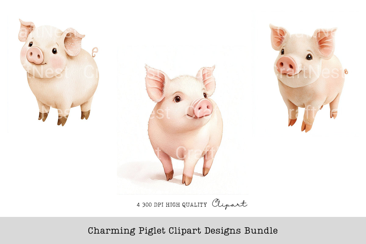 Charming Piglet Designs Clipart Bundle