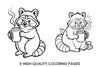 Cute Raccoon with Coffee Coloring Books
