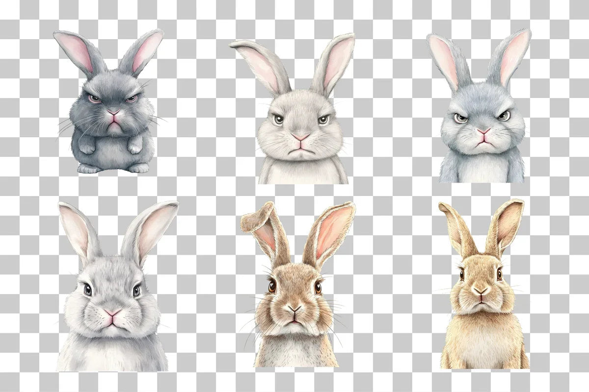 Grumpy Angry Rabbit Clipart Bundle - CraftNest - Digital Crafting and Art