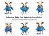 Cute Calves in Overalls Clipart Bundle