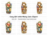 Girl Hugging Cats Clipart Bundle