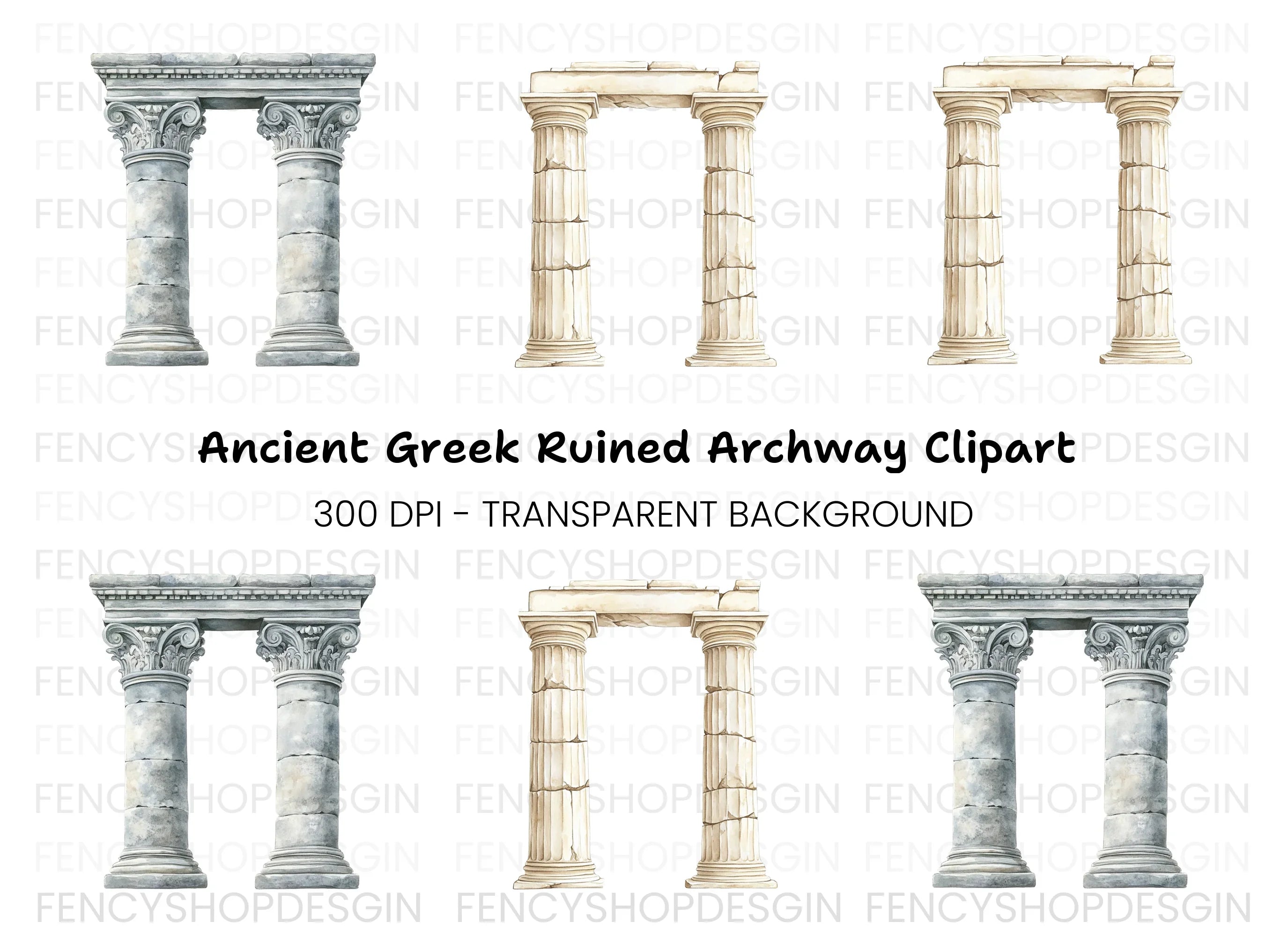Ancient Greek Columns Clipart Bundle