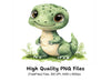Cute Green Baby Dinosaur Clipart Bundle