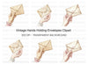 Vintage Hands Holding Envelopes Clipart Bundle