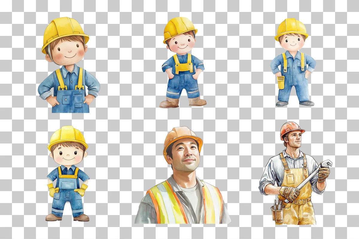 Builder Character Clipart Bundle - CraftNest - Digital Crafting and Art
