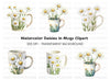 Daisy Flowers in Mugs Clipart Bundle
