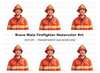 Brave Firefighter Illustration Clipart Bundle
