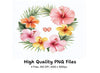 Tropical Hibiscus Palm Clipart Bundle