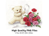 Cute Teddy Bears with Carnation Bouquets Clipart Bundle