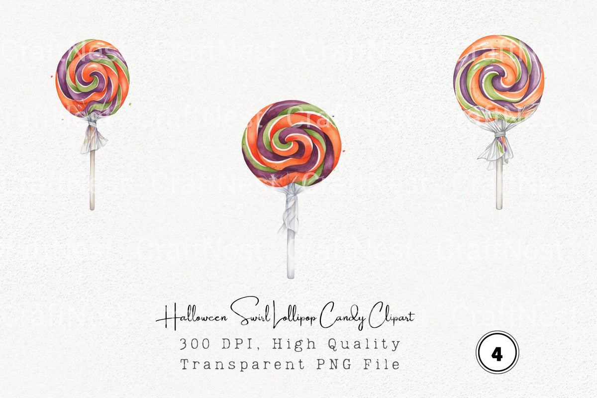 Halloween Swirl Lollipop Candy Clipart Bundle