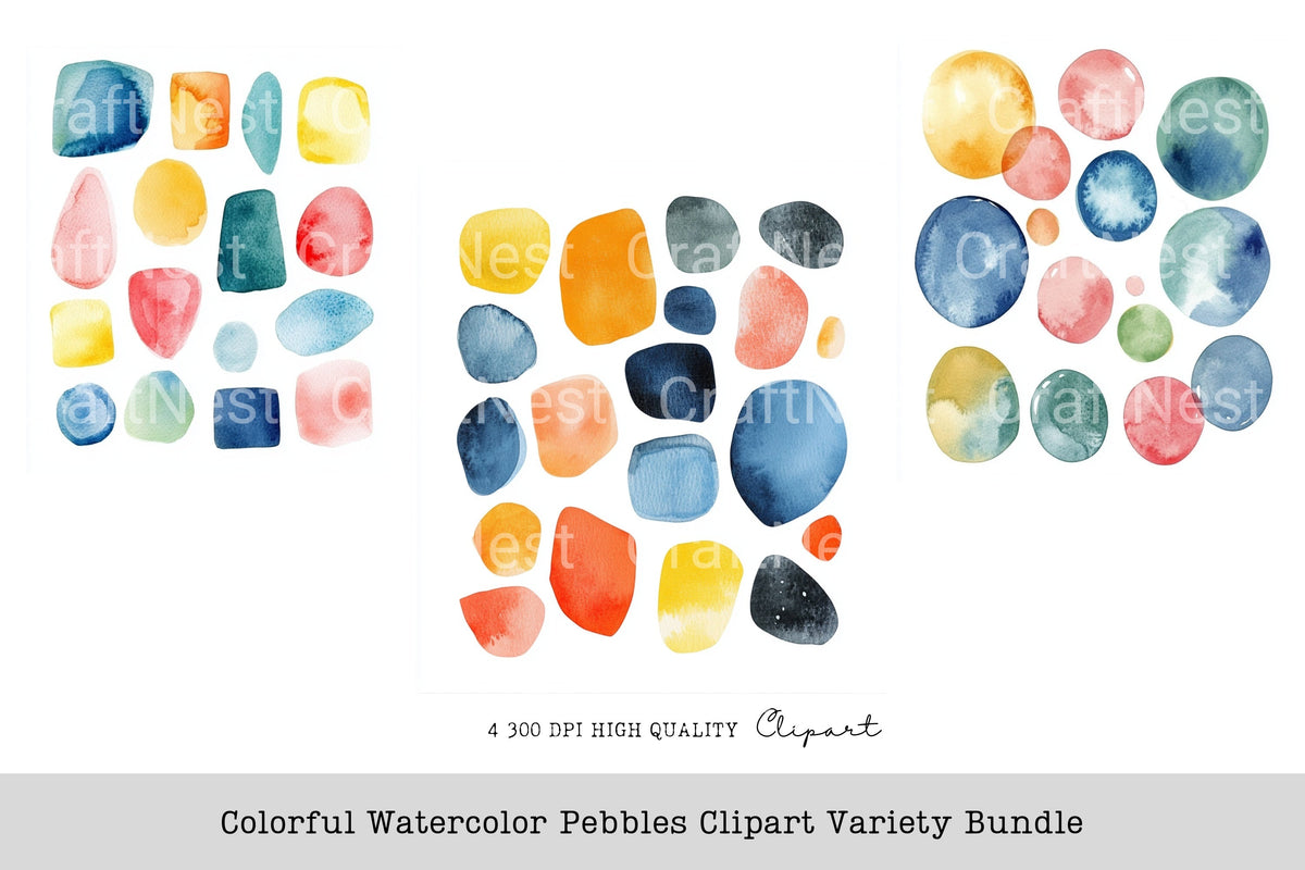 Colorful Pebbles Variety Clipart Bundle