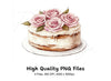 Charming Rose Topped Cakes Clipart Bundle