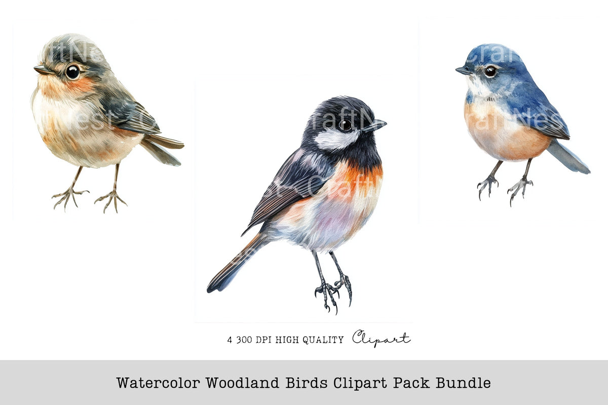 Woodland Birds Clipart Bundle