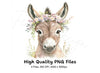 Cute Donkey Faces with Flower Crowns Clipart Bundle