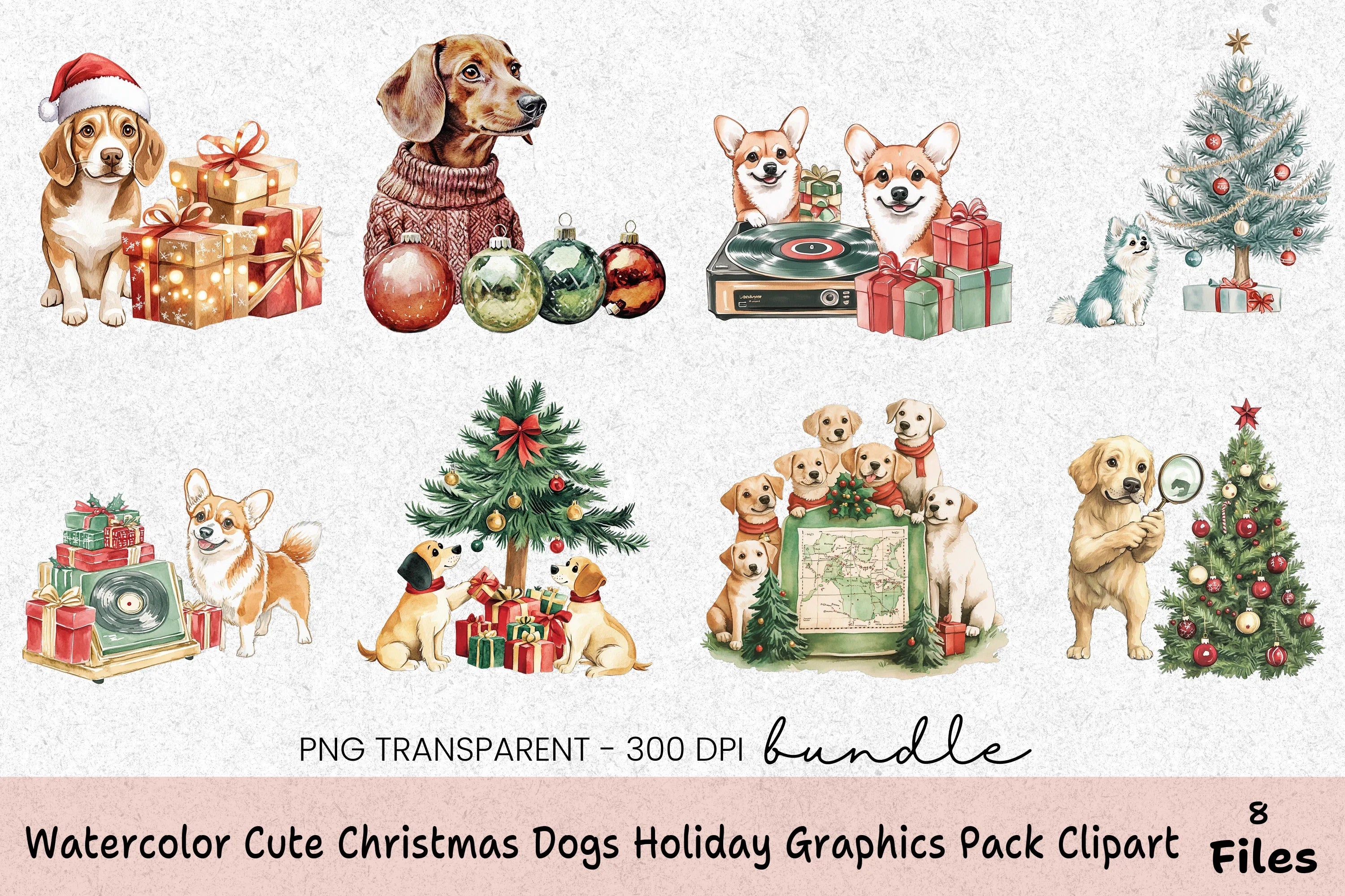 Cute Christmas Dogs Holiday Clipart Bundle - CraftNest - Digital Crafting and Art