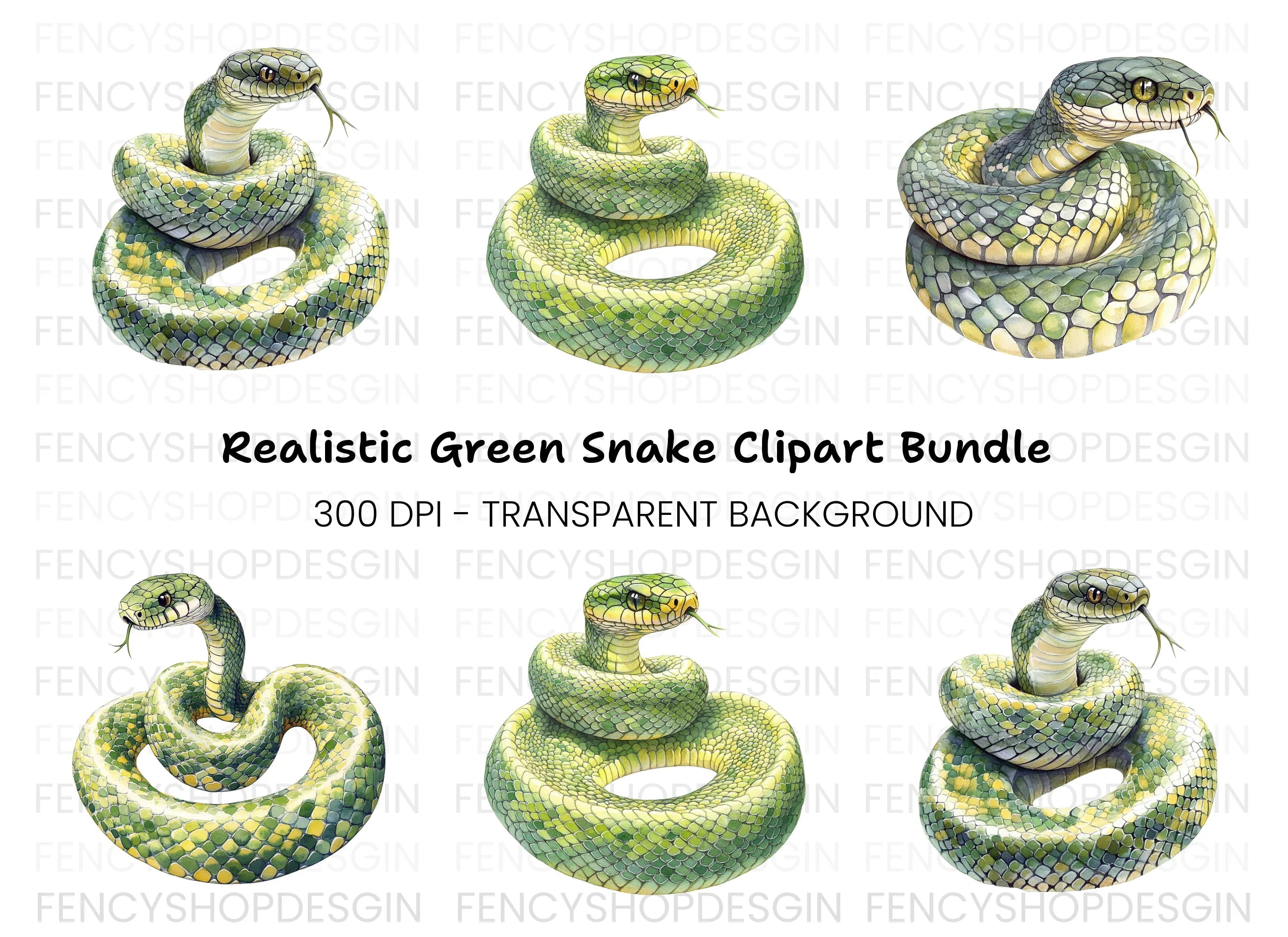 Vibrant Green Snake Clipart Bundle