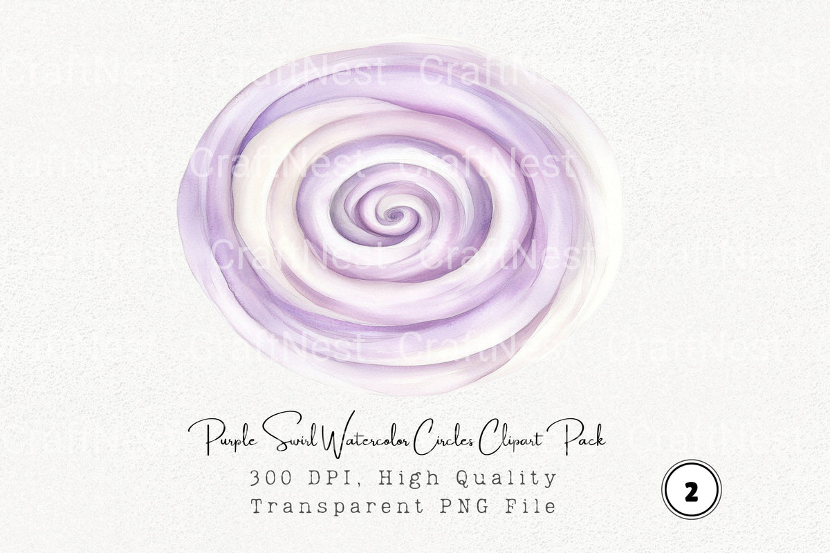Purple Swirl Circles Clipart Bundle