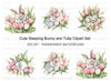 Sleeping Bunny in Tulip Bouquet Clipart Bundle