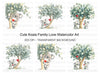 Cute Koala Family with Eucalyptus Trees Clipart Bundle