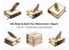 Vintage Books and Quills Clipart Bundle