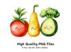 Smiling Fruit and Vegetable Friends Clipart Bundle