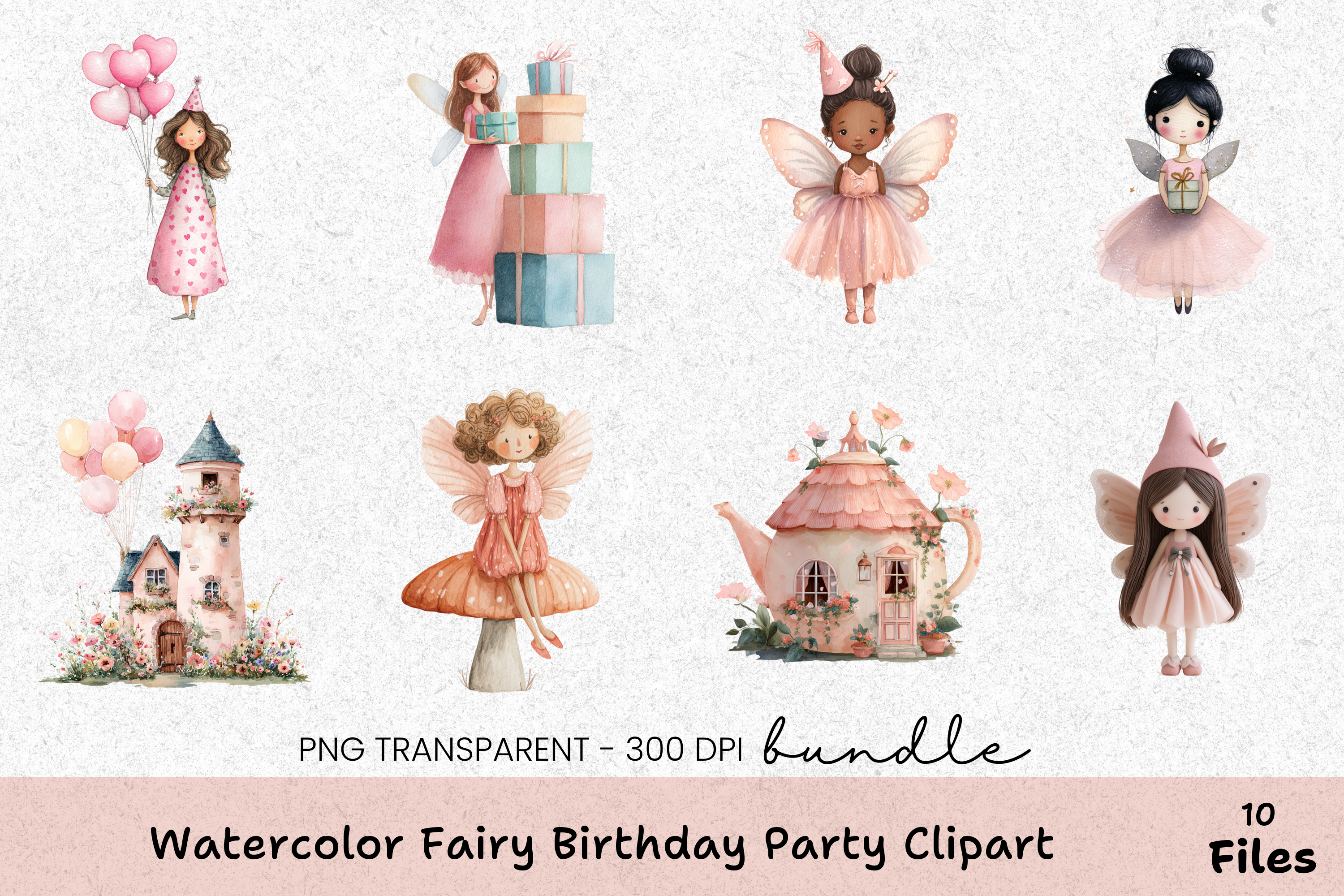 Fairy Birthday Party Clipart Bundle