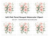 Soft Pink Floral Bouquet Clipart Bundle