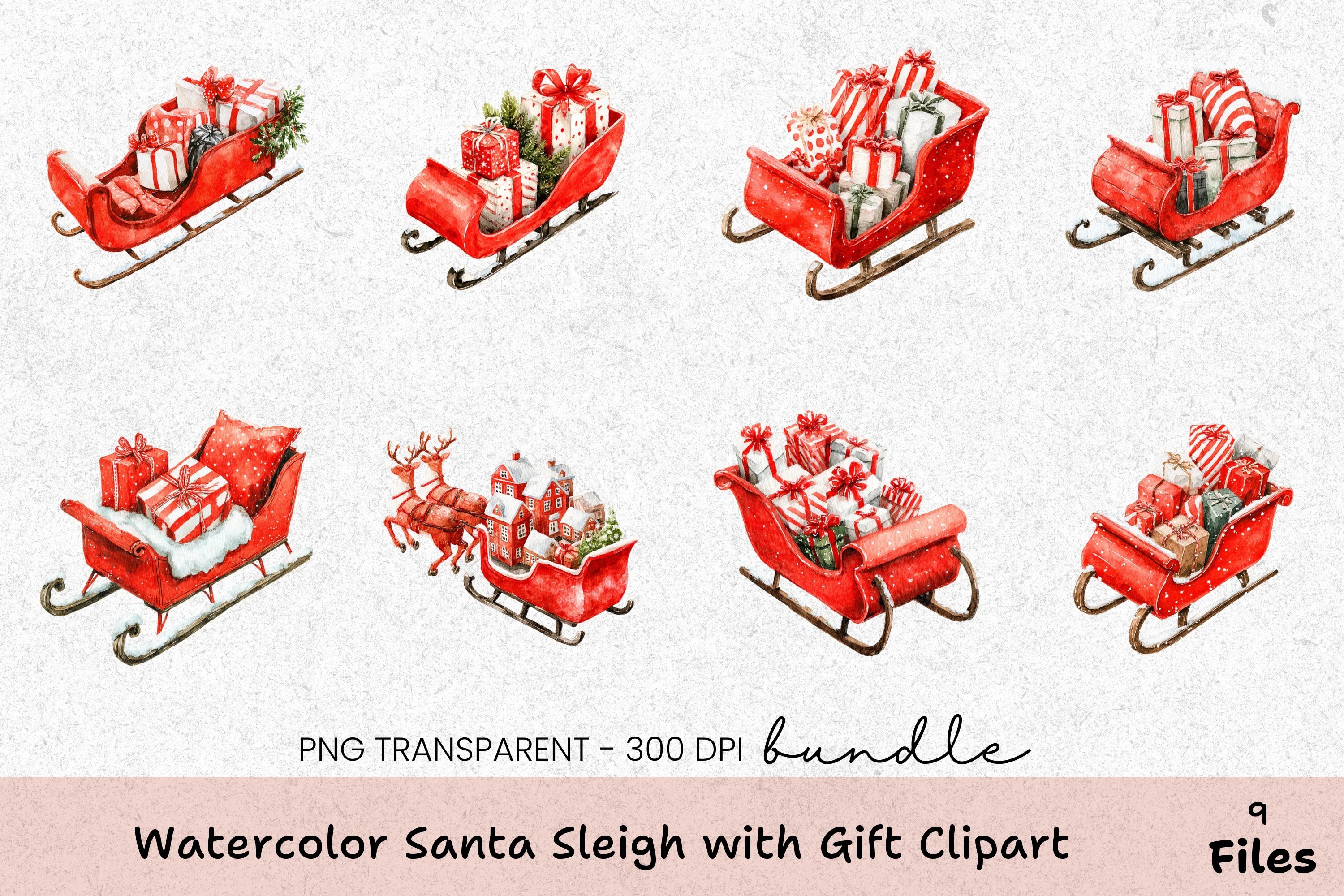 Santa Sleigh Gift Clipart Bundle - CraftNest - Digital Crafting and Art