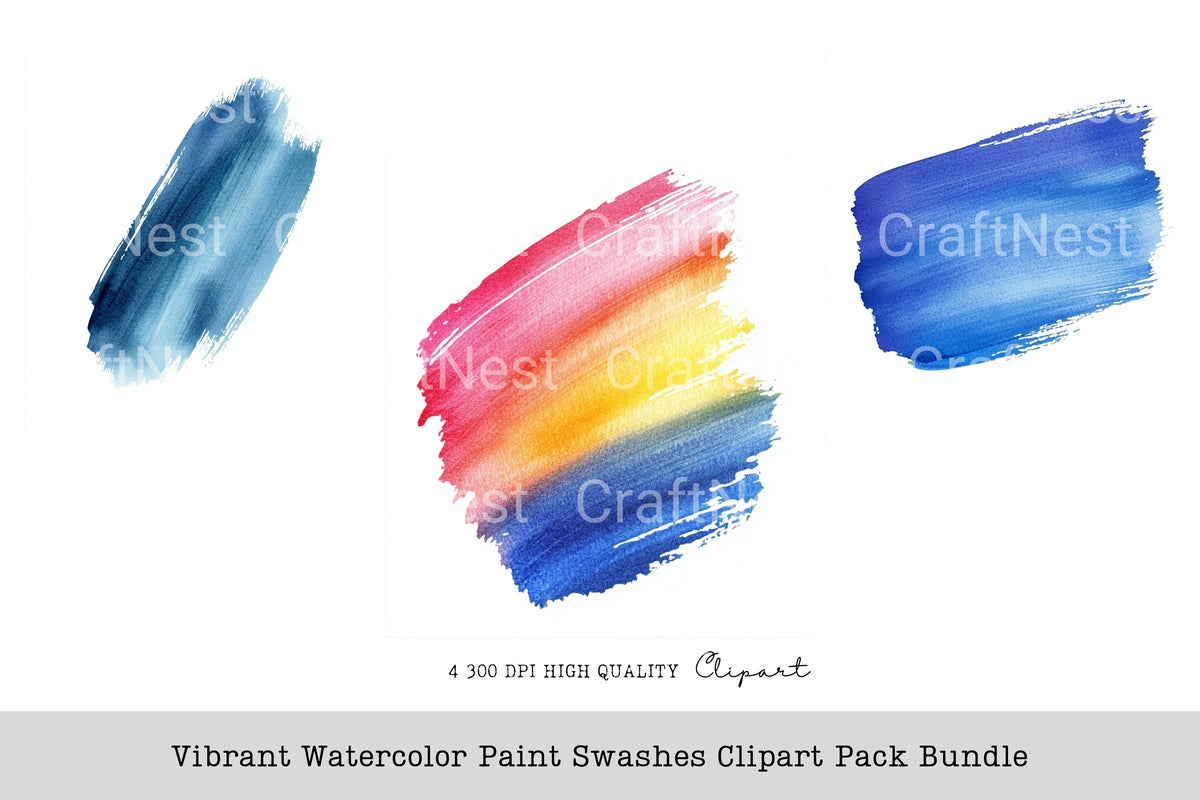Vibrant Paint Swashes Clipart Bundle