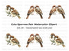 Cute Sparrow Pairs Clipart Bundle