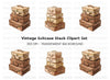 Brown Vintage Luggage Clipart Bundle