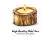 Rustic Wood Candle Clipart Bundle