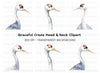 Elegant Crane Heads Clipart Bundle