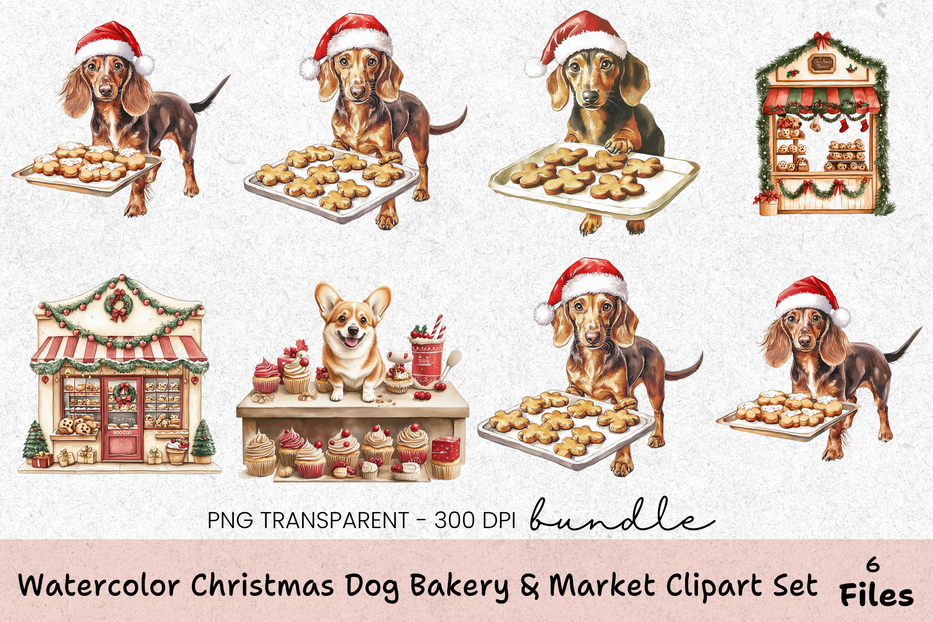 Christmas Dog Bakery & Market Clipart Bundle