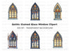 Elegant Stained Glass Arch Window Clipart Bundle