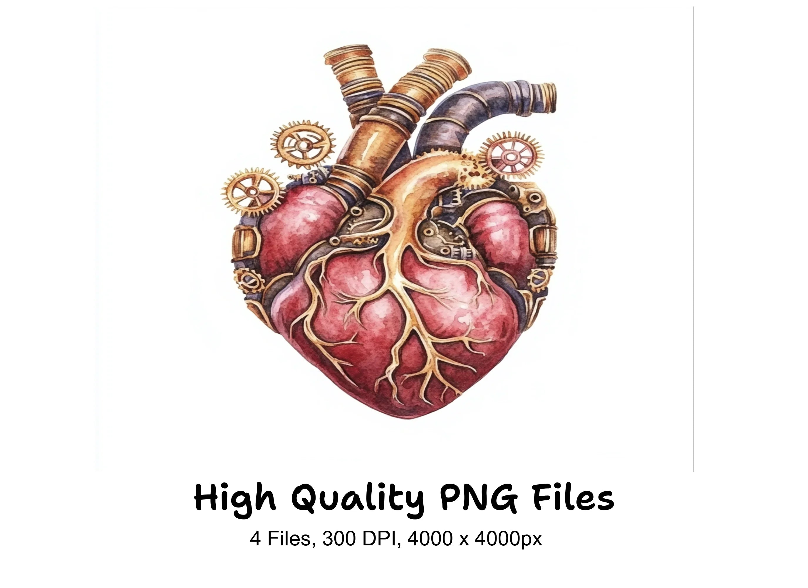 Steampunk Heart Clipart Bundle