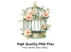 Floral Bird Cages with Delicate Blooms Clipart Bundle