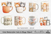 Cute Cats in Mugs Clipart Bundle