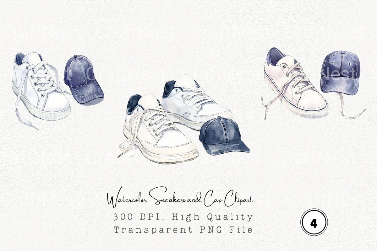 Sneakers And Cap Clipart Bundle
