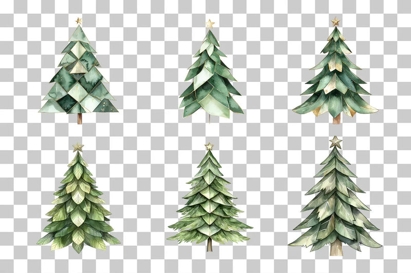 Geometric Abstract Christmas Tree Clipart Bundle - CraftNest - Digital Crafting and Art