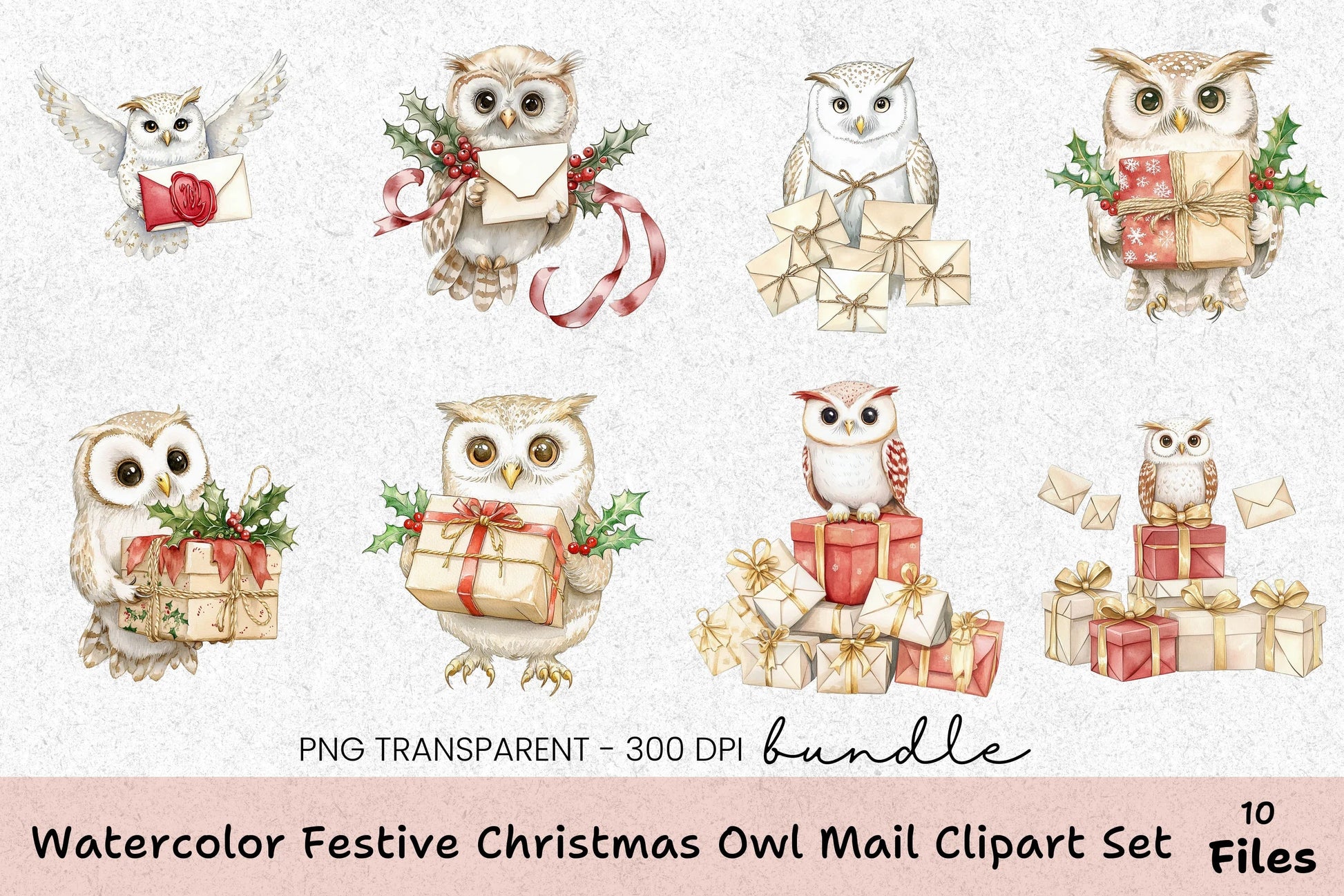 Festive Christmas Owl Mail Clipart Bundle - CraftNest - Digital Crafting and Art
